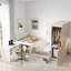 Lit plateforme en bois avec 6 tiroirs, tablettes, bureau et garde-robe-544355014