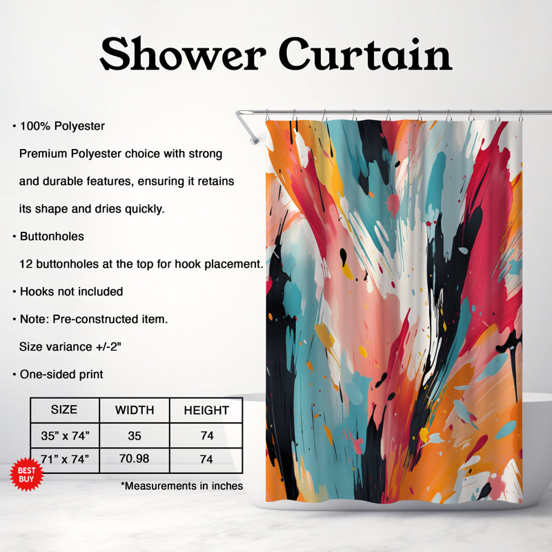 Artistic Strokes - Premium Shower Curtain, 74"H x 71"W