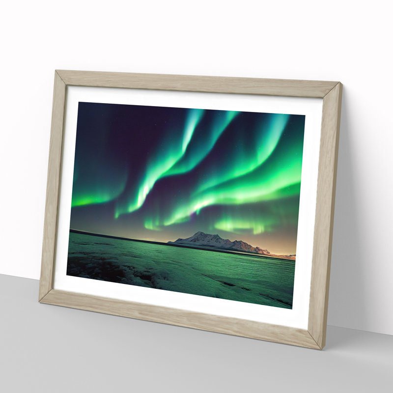Aurora Borealis Dreams - Single Picture Frame Print, 46cm H x 64cm W x 2cm D, Oak Framed