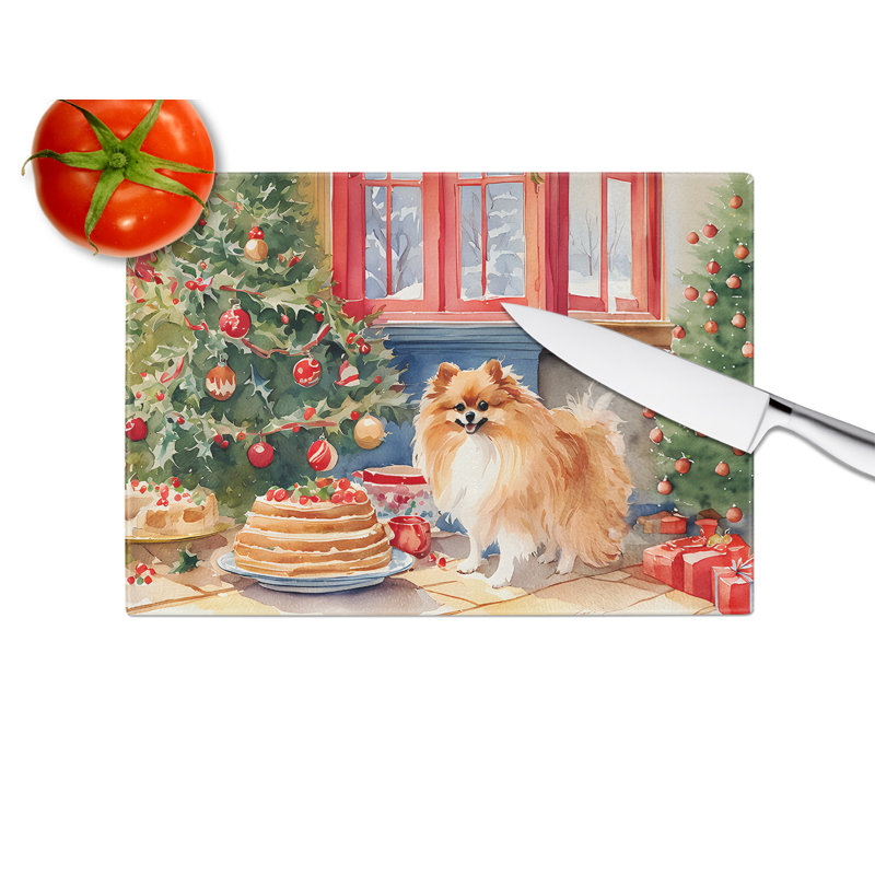 Planche à découper en verre Pomeranian Christmas Cookies