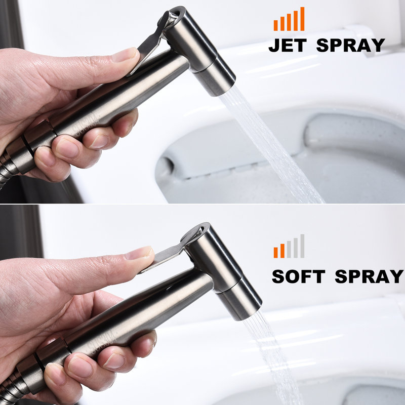 Bidet Spray For Toilet Use - Handheld Rust Efficient Hygiene Silver Cleaning Metal