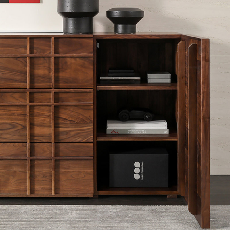 Buffet rétro et sophistiqué, Noyer, H 35,43 po x L 70,87 po x l 15,75 po