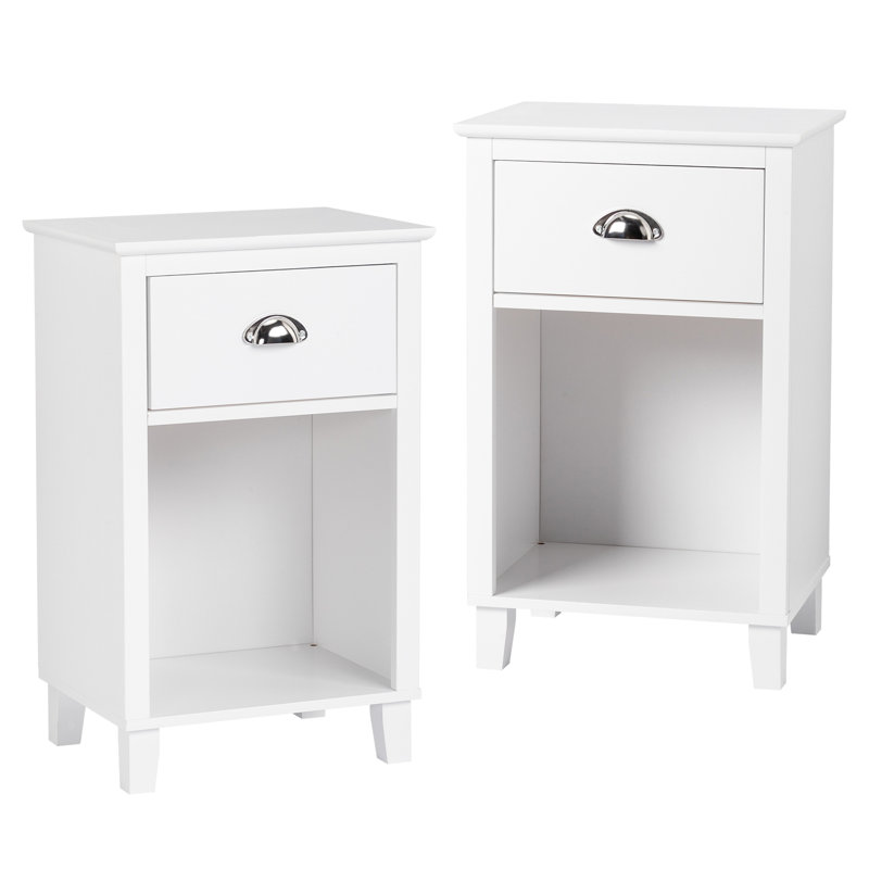 Table de chevet en bois manufacturé blanc