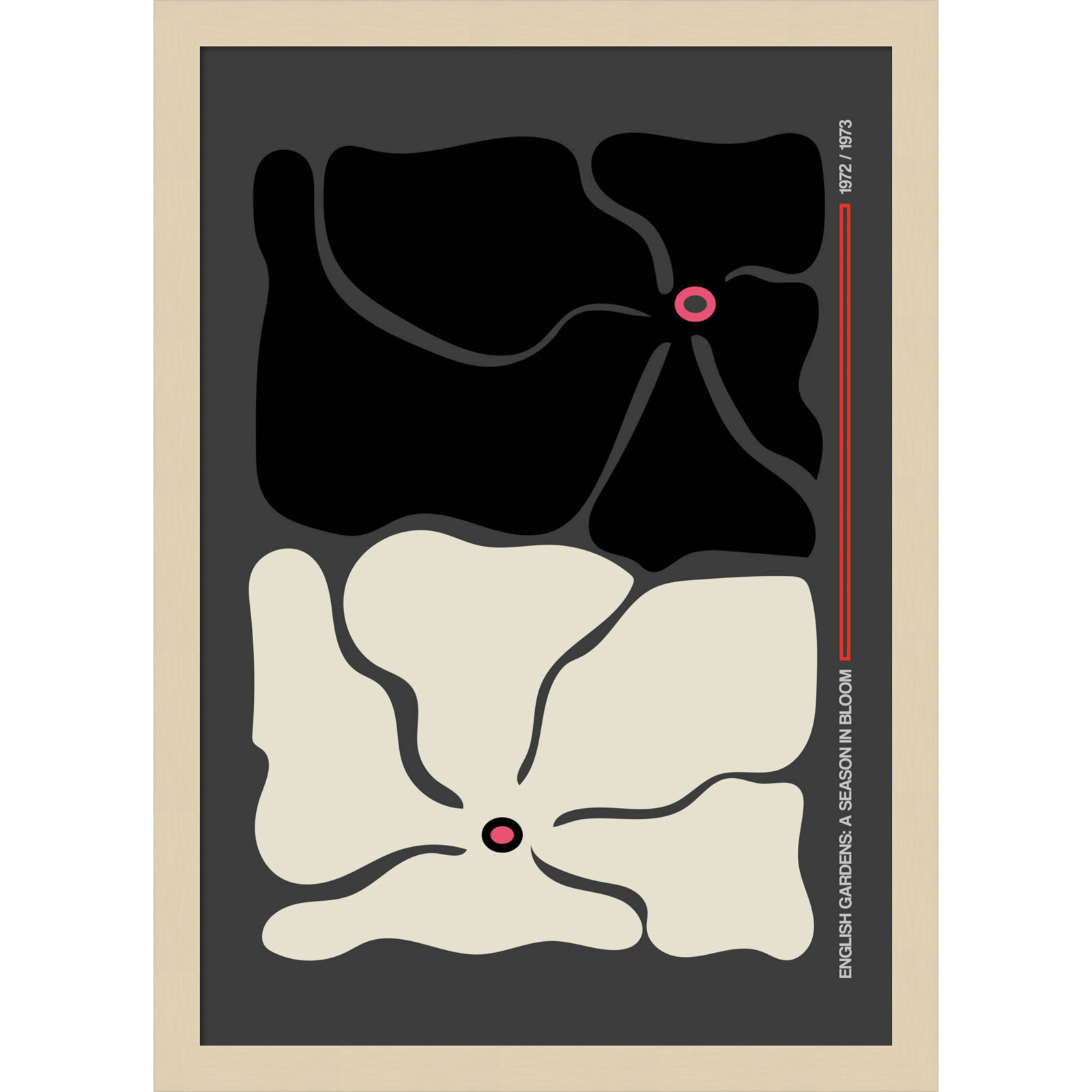 Two by Two Flower Grey Print, Brown, 21" H x 15" W x 1" D