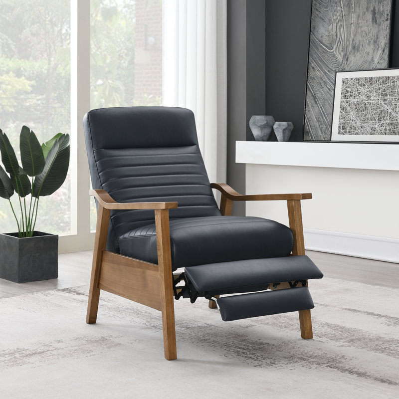 Clary Vegan Recliner, Midnight Blue Faux Leather