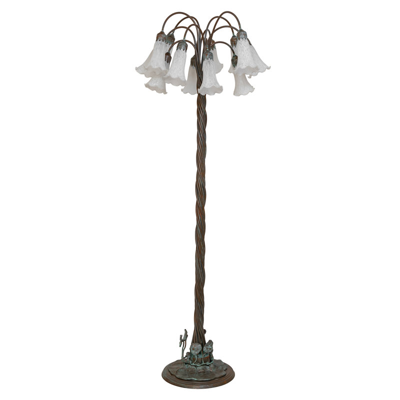 61" High White Tiffany Pond Lily 12 Light Floor Lamp, White