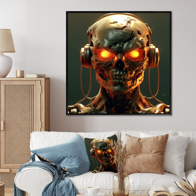 " Robotic Demon I ", 32" H x 16" W x 1" D, Black Floater Framed
