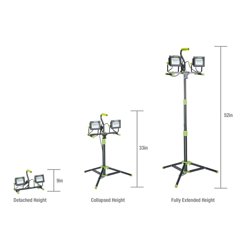PowerSmith 8,000 Lumen Dual Head LED Work Light with All Metal Telescoping Tripod Stand and 5 Year W