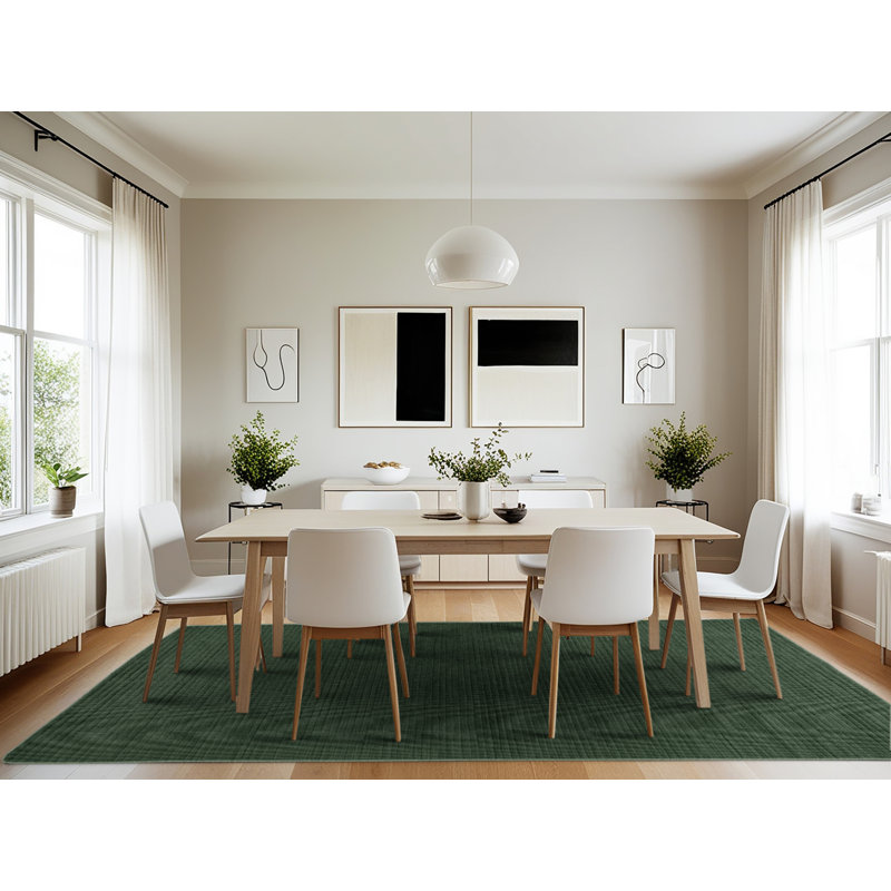Machine Washable Solid Green Area Rug, Rectangle 7' x 10'