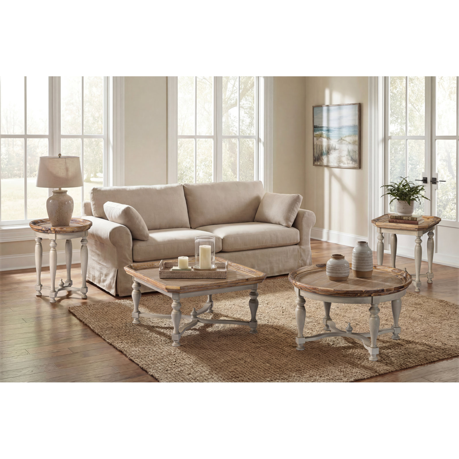 Isah Round Coffee Table Stonewash/ Mist Grey