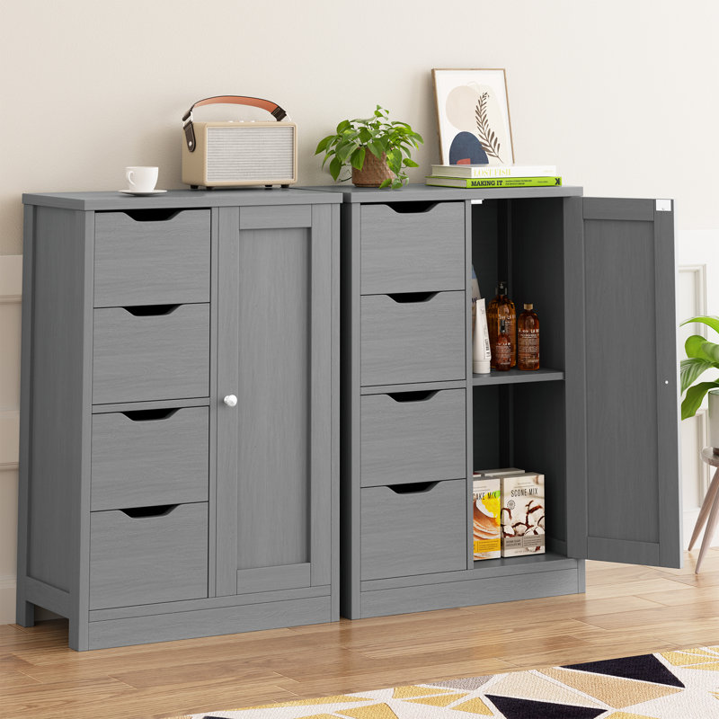 Armoire de rangement autoportante pour salle de bain, Gris