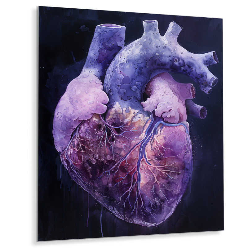  «Abstract Heart Purple Scenery», reproduction d'art abstrait, H 24 po x l 32 po, Sans cadre, métal