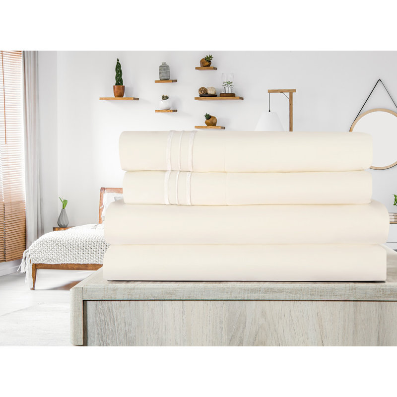 Ensemble de draps en micro-fibre, Ivoire, Ensemble de draps pour très grand lit + drap-hous