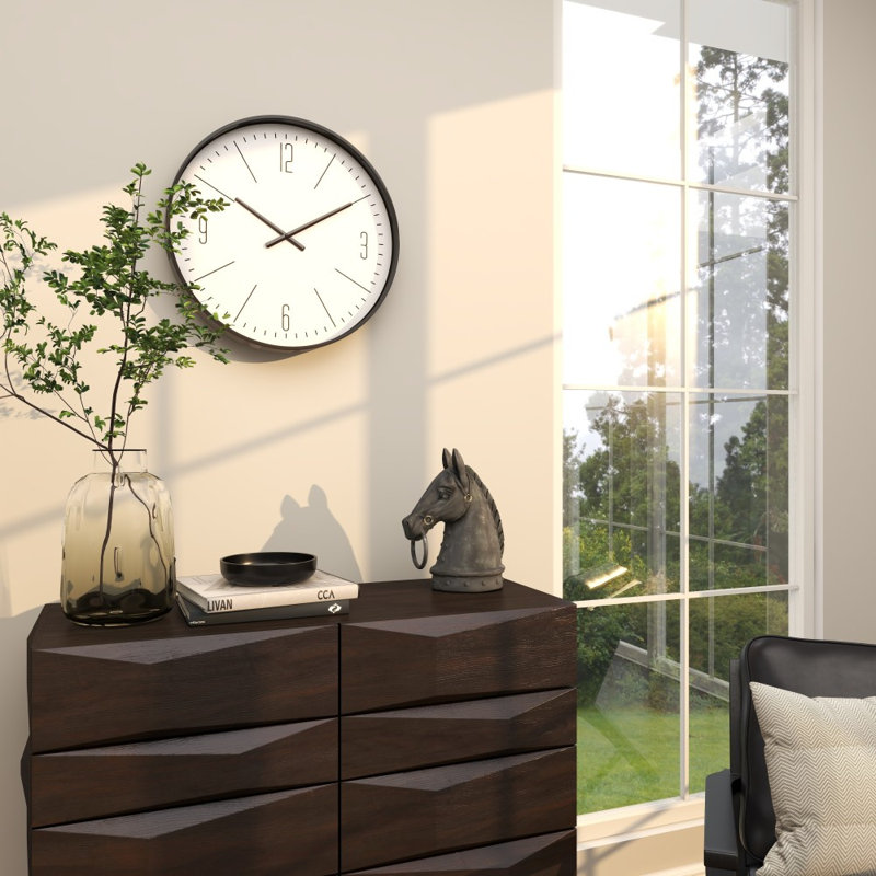 Amburgey 19.63" Glass Wall Clock, Black