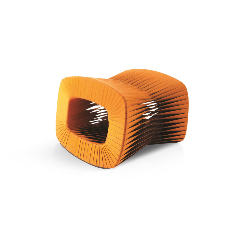 Seat Belt 24" Wide Ottoman, Orange Cotton