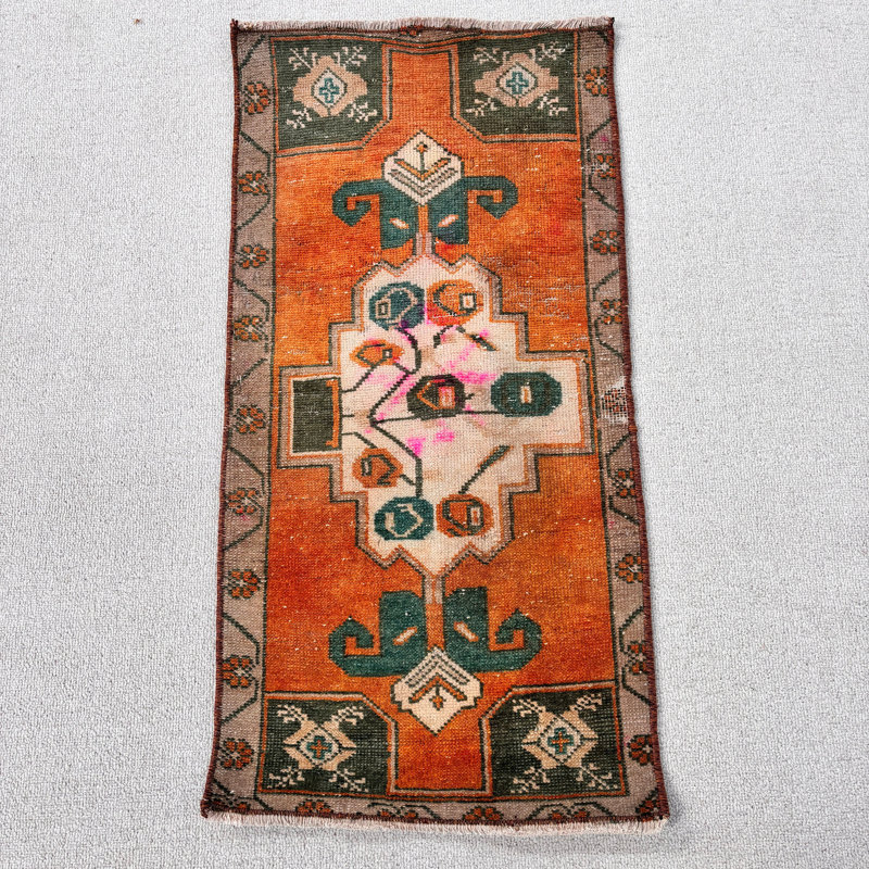 Tapis orange 16,9 x 33,1 po Vintage