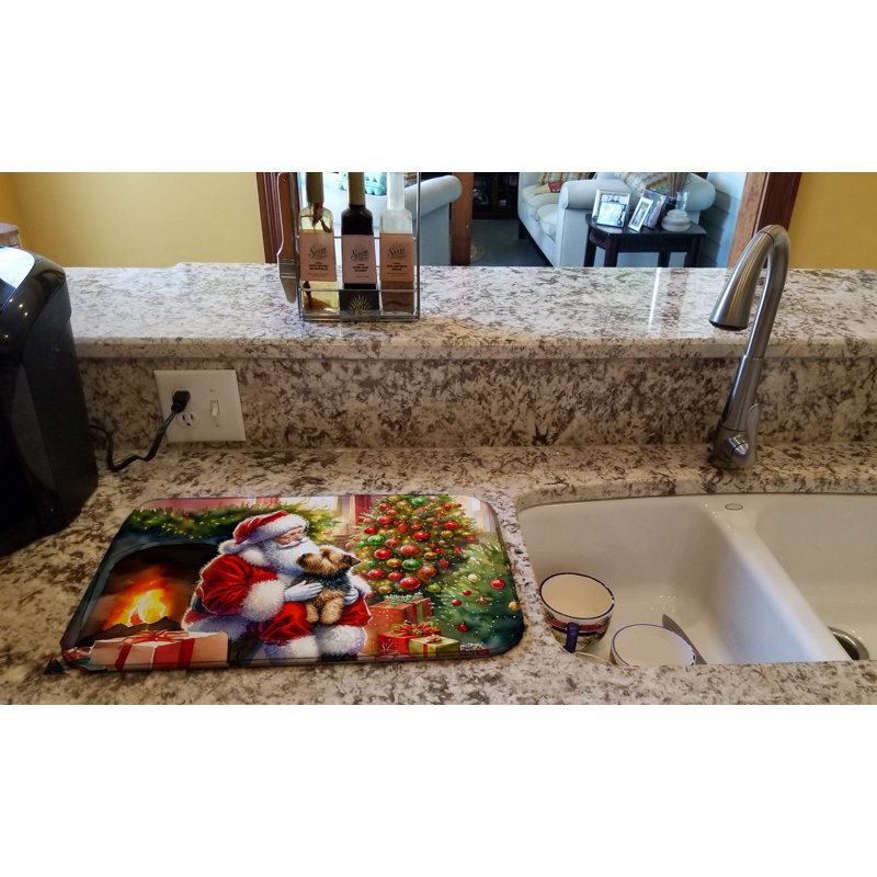 Tapis de vaisselle Norfolk Terrier and Santa Claus