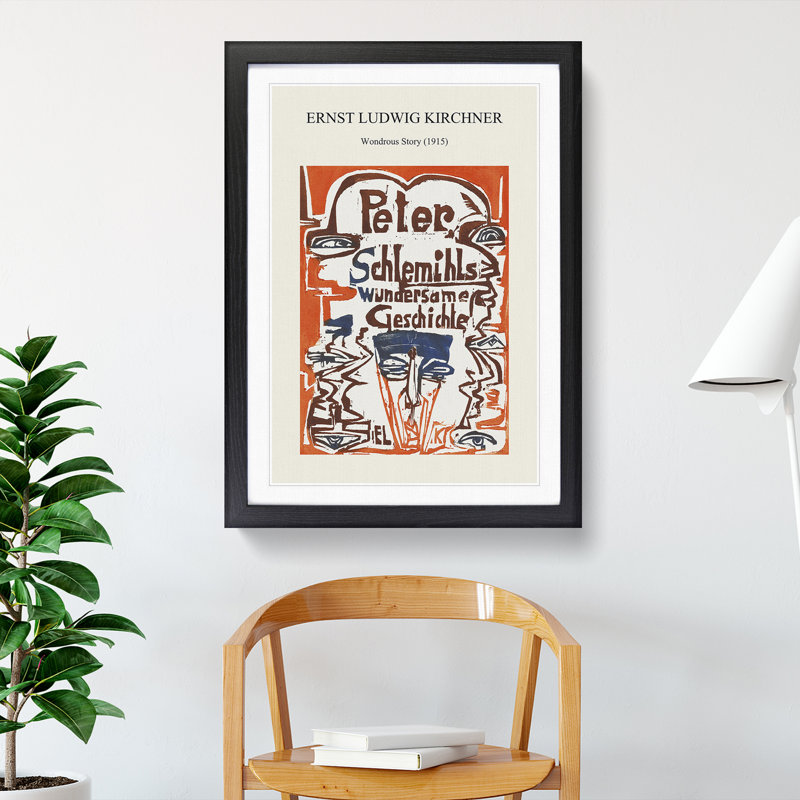 Wondrous Story Print by Ernst Ludwig Kirchner - Picture Frame Painting, 65cm H x 48cm W x 2cm D, Black