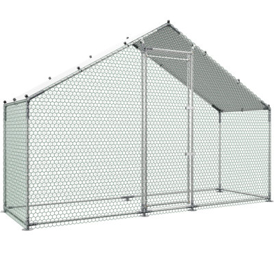 Grand poulailler 9,8 x 3,3 6,6 pi avec une structure renforcée en cage de volaille de ferme, couvercle imperméable et toit en polyéthylène