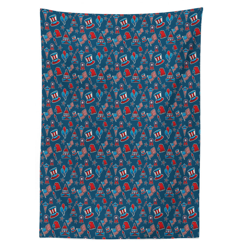 4Th of July Geometric Independence Day Tablecloth, 84" L x 60" W