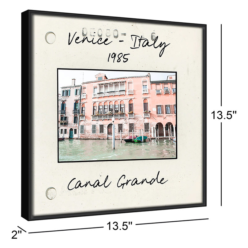 Venise, Italie - Grand Canal par Nan, H 13,5 po x l 13,5 po x P 2 po, Toile avec cadre flottant noir