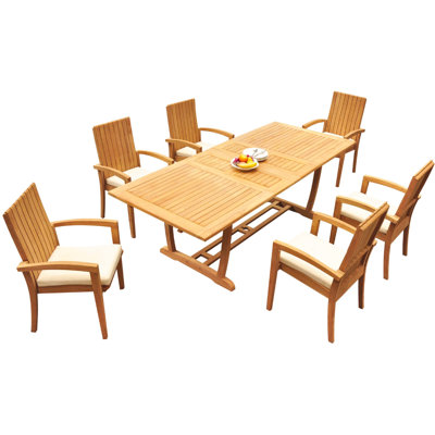 Ensemble de salle à manger rectangulaire en teck pour 6 personnes Werner