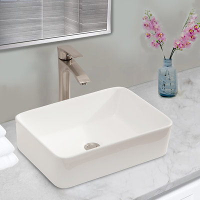 Lavabo de salle de bain vasque rectangulaire en céramique blanche avec robinet