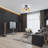 5-Light Semi Flush Mount Ceiling Light, Modern Branch Design Industrial Fixture, Matte Black Metal Frame with Amber Glass Globes, 20.5" Wide, E26 Sockets