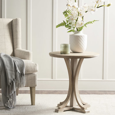 Table d'appoint en placage de frêne, pieds en bois massif de blé récupéré, 21 po x 24 po, décoration, plateau rond de salon, pieds en blé, diamètre de 21 po, hauteur de 24 po, style pour