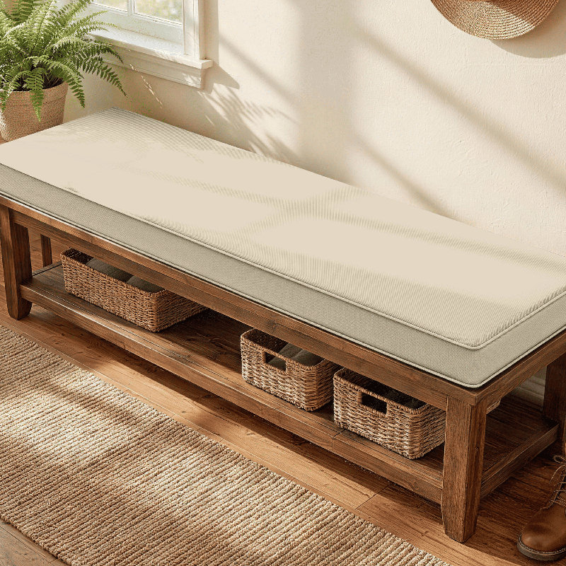 Coussin de banc antidérapant de 3 po d'épaisseur pour une utilisation intérieure et extérieure, Crème, l 42 po x P 18 po