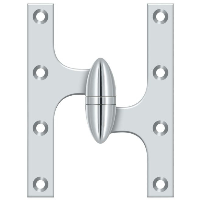 6" H x 5" W Surface Mount Single Door Hinge, Polished Chrome, Left Hand