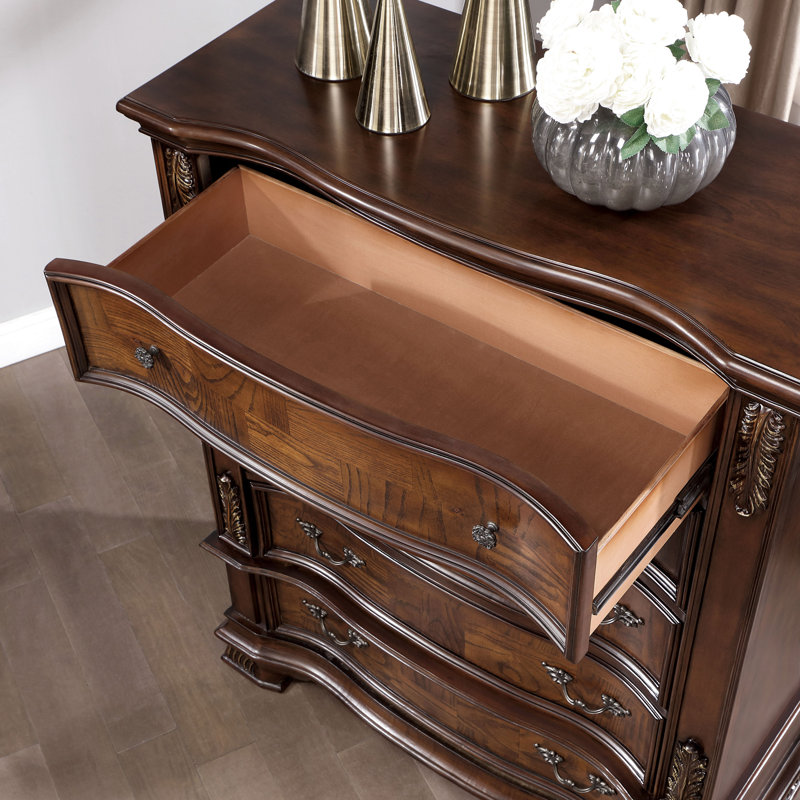 Tarver 44'' W 5 - Drawer Dresser, Brown Cherry