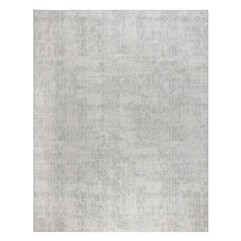 Ethan Marion Modern Ikat High-Low Indoor Area Rug, Light Gray Polypropylene – Living Room, Bedroom & Dining Room