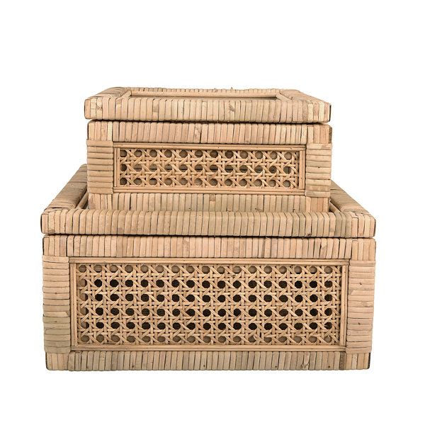 Woven Napkin Paper Organizer Container with Lid Boho Bead Buckle
