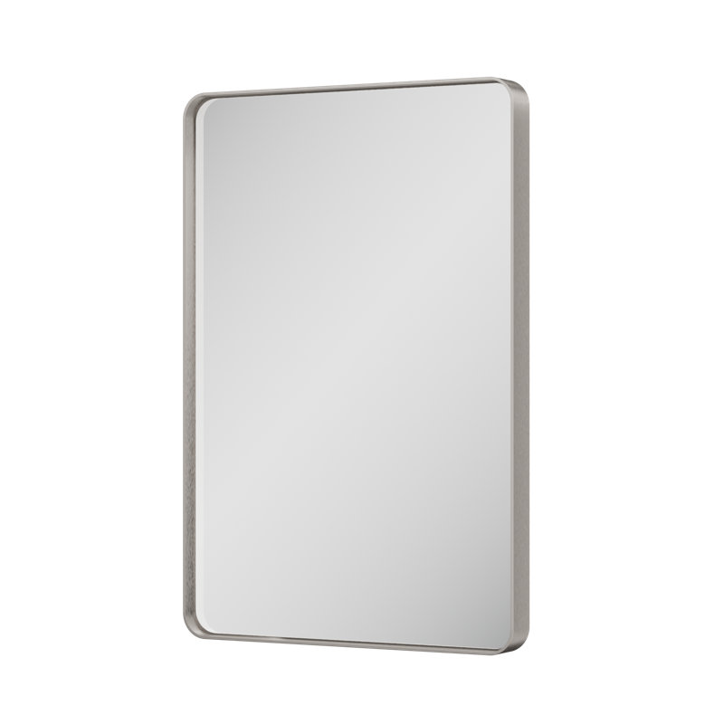 Tyro Bathroom Decorative Home Décor Corner Hangs Bathroom Mirror, 36" x 24", Rectangle, Nickel