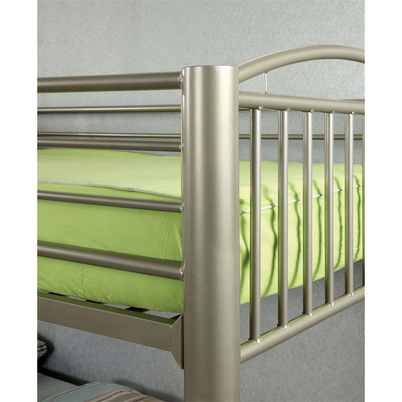Lit superposé simple au-dessus de simple de style contemporain avec échelle mobile et conception convertible, idéal pour les espaces modernes