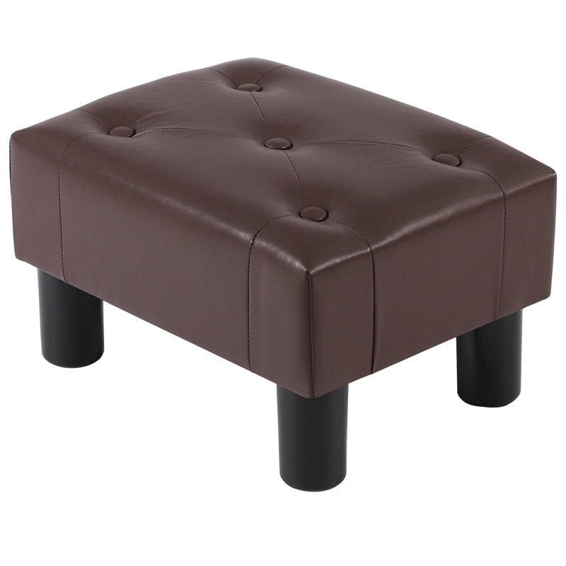 Small Foot Stool Ottoman, Faux Leather Footstool Ottoman Foot Rest for Couch, Rectangle Footstools and Ottomans Small for Living Room, Entryway and Bedroom
