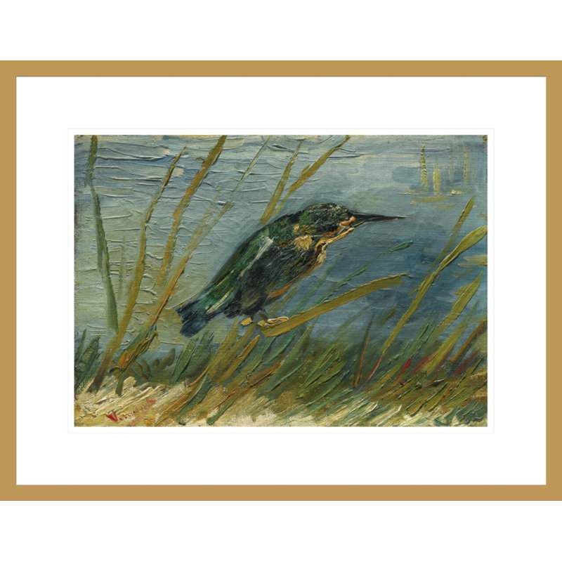 «Martin-pêcheur au bord de l'eau» par Vincent van Gogh - impression giclée encadrée, H 17,05 po x l 21,75 po