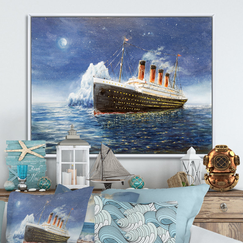 Titanic - reproduction sur toile, H 24 po x l 36 po x P 1 po, Toile avec cadre flottant blanc