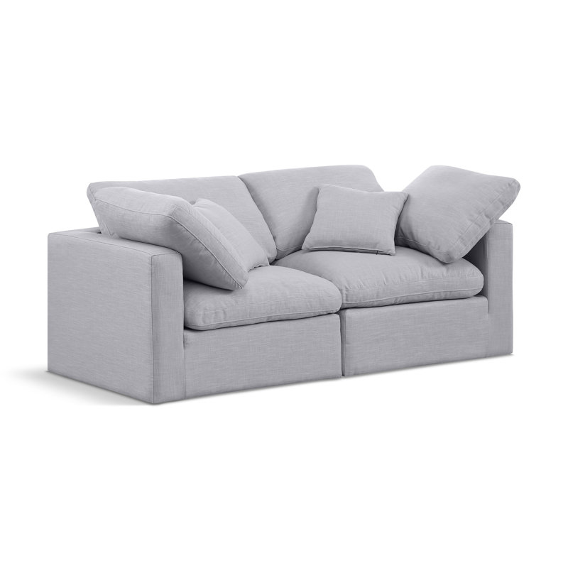Itala 70'' Upholstered Loveseat, Grey Linen Textured Fabric