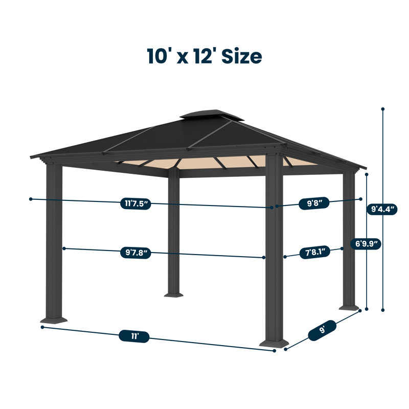 Pavillon de jardin en aluminium Santa Monica, 10 pi x 12 pi