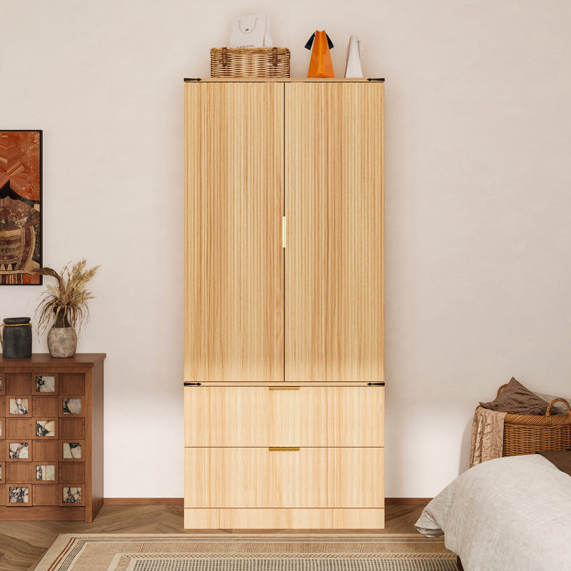 Garde-robe à 2 portes et à 2 tiroirs avec rangement solide