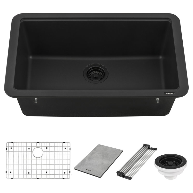 18.5'' L Dual Mount Single Bowl Granite Kitchen Sink
