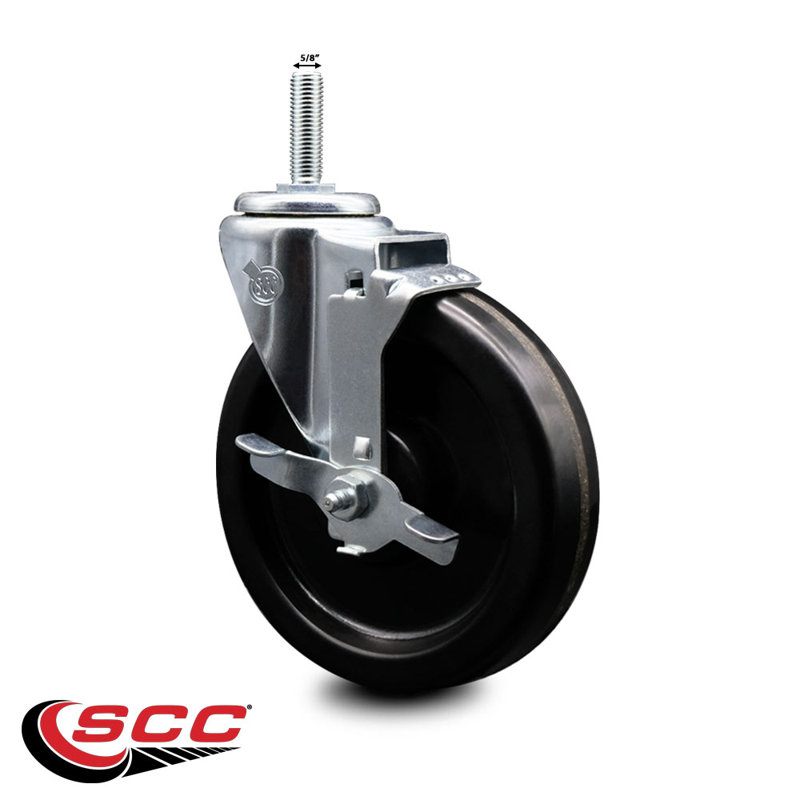 Ensemble de roulettes à tige filetée pivotante avec frein 3/4 po SCC