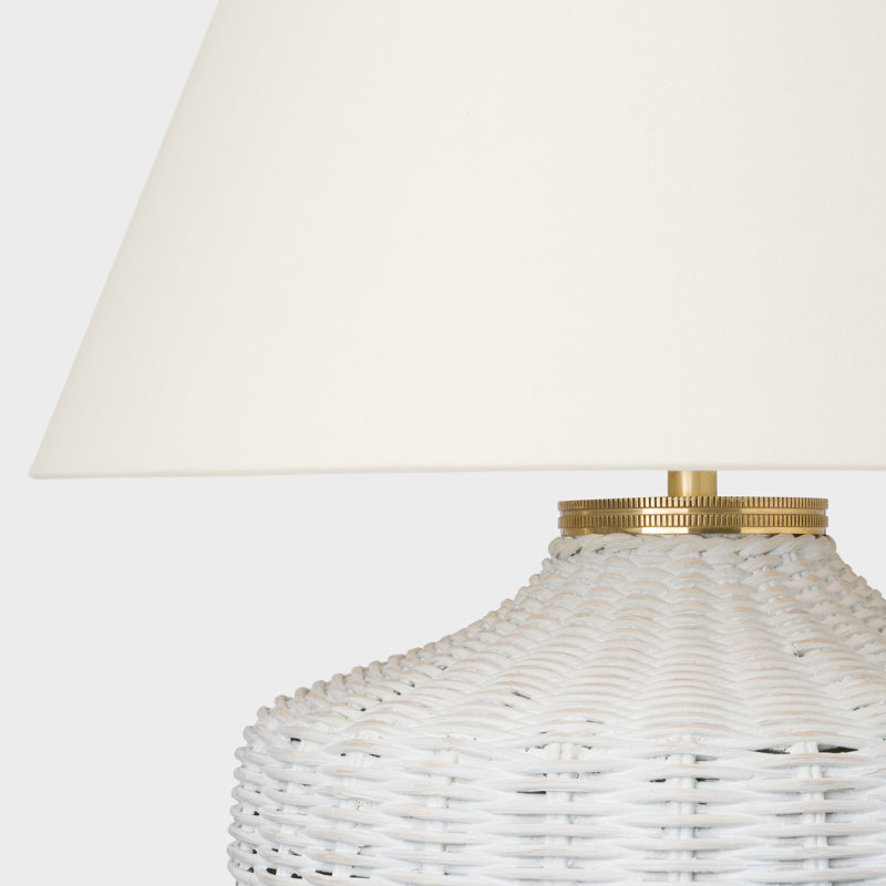 Evie Table Lamp, White Wicker