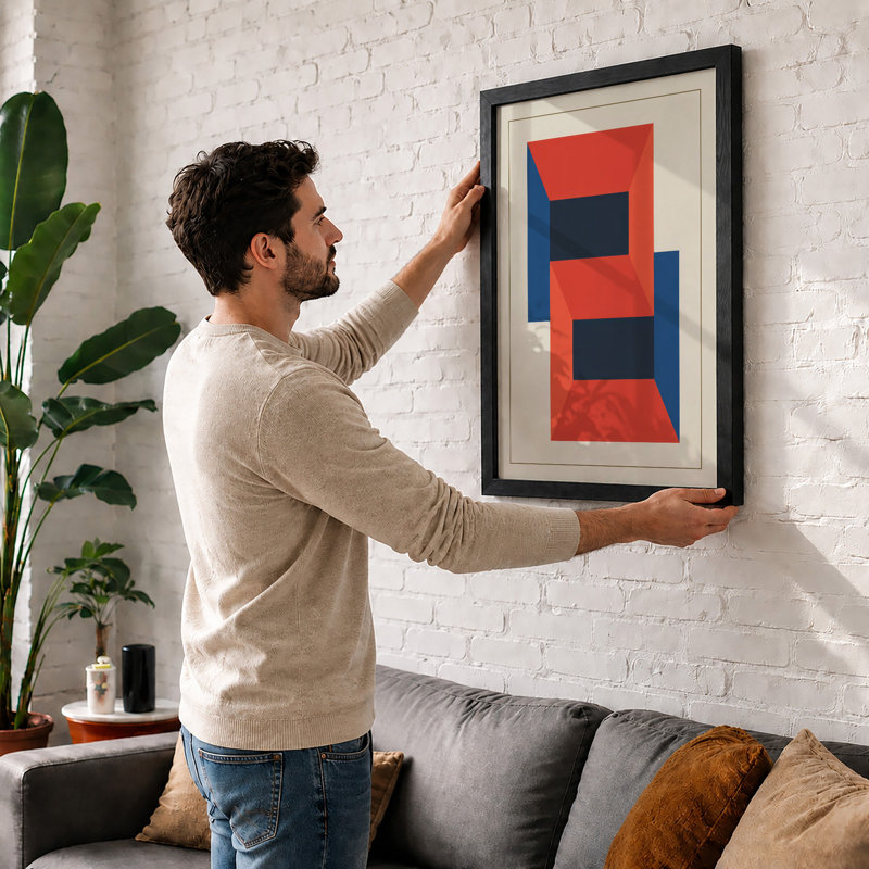 Abstraction Geometric - Framed Print, A3 - 42.0 x 29.7 cm, White