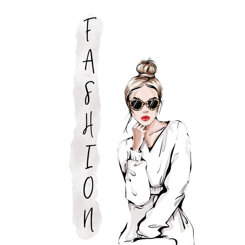 Fashion Woman - Painting Print, 30cm H x 20cm W, Wrapped Canvas