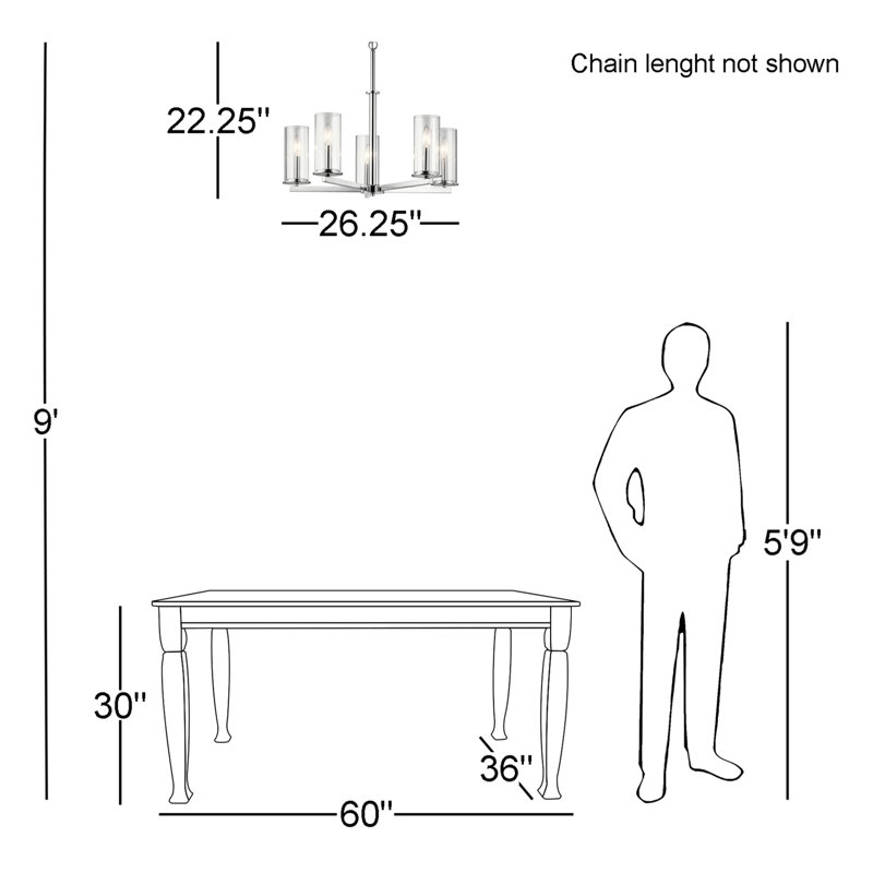 Crosby 5 - Light Dimmable Classic / Traditional Chandelier, Chrome