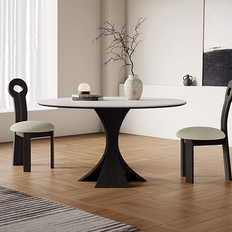 Murvel Round with Solid Wood Base Dining Table, 29.53"H x 47.25"W x 47.25"D