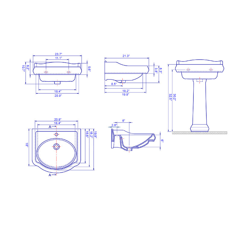 CeraStyle By Nameeks 1837 White Ceramic Specialty Bathroom Sink with Overflow, Single Hole